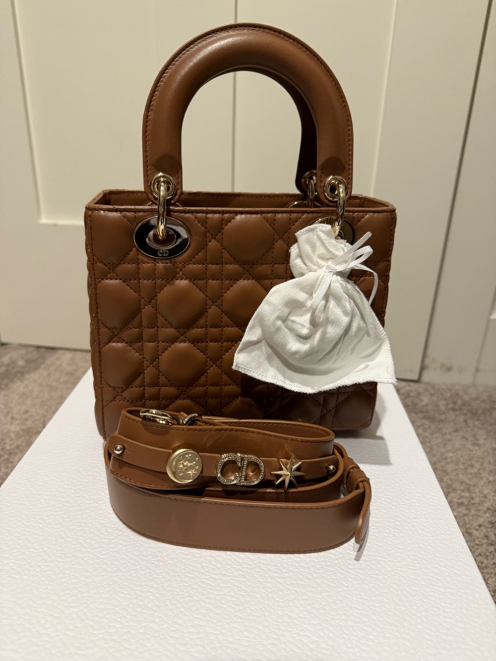 Dior Small Lady Dior MyABC Satchel in Tan Leather with Gold Hardware - Picture 7 of 14